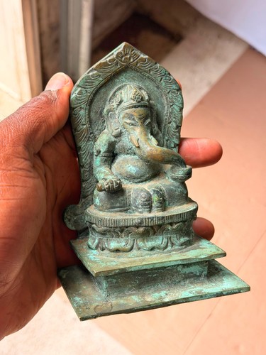 Vintage bronze ganesha statue - bronze,