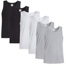 Pack of 6 Men's Vest Fitted Plain Muscle Gym Summer Top Vests
