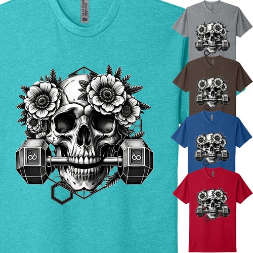 Floral horror skull holding - floral,