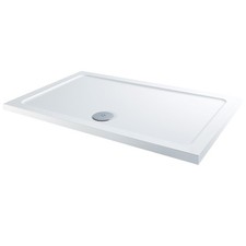 Modern Rectangular Shower Tray 900x800mm Low Profile Lightweight White Waste