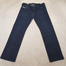 Diesel Jeans 34x30 Blue Larkee Relaxed 0607A Stretch Comfort Straight Indigo W34