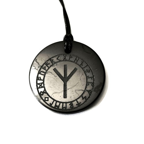 Shungite pendant algiz - shungite,