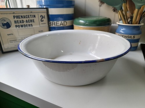 Vintage enamel wash bowl - enamel,