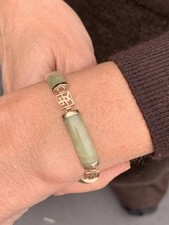 9ct Gold Jade Chinese Exceptional Vintage Bracelet