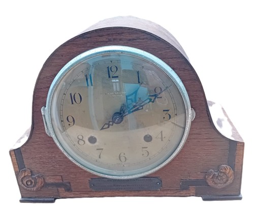 Vintage 1936 oak mantel clock - oak,