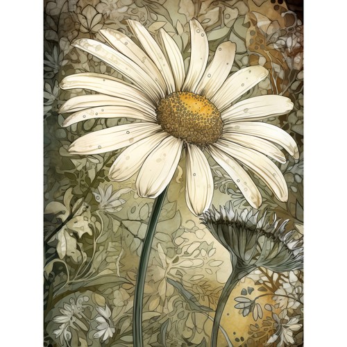 Pastel watercolour daisy - pastel,
