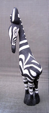 LARGE WOOD HAND CARVED ZEBRA ORNAMENT AFRICAN