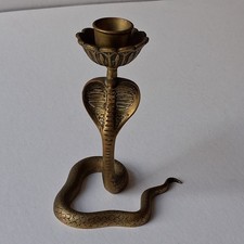 Vintage Brass 6" Cobra Snake Candlestick Holder, Retro, Goth, Halloween