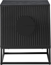 MMT Black Fluted Bedside Table