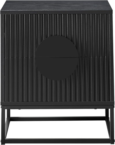 Mmt black fluted bedside table - mmt,