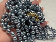 Jewellery Stunning JOAN RIVERS Dark Silver Glass Pearl Necklace, 100 Inches Long