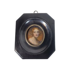 A Georgian Framed Reproduction Miniature Portrait Picture of a Young Lady