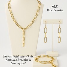 Gold oval link chain jewelry - gold,