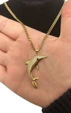 9ct Gold GF Dolphin Pendant On