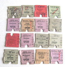 BEDFORD (ST. JOHNS)  to VARIOUS STATIONS 09/04/1960 (16) USED RAIL HALF TICKETS