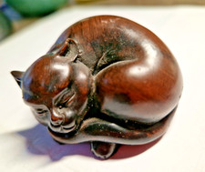 Vintage Japanese Wooden 'Nemuri-Neko' ('The Sleeping Cat')