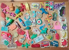 Over 60 x Vintage Erasers Rubbers  1980s  Collectable Rare Gomme Bundle Job Lot
