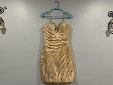 Tony Bowls Gold Y2K Homecoming Mini Short Dress Size 2 NWOT