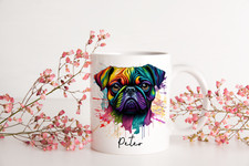 FREE POST PUG DOG MUG, PUG MUG, DOG MUG, PERSONALISED PUG CUP, GREAT GIFT PUGS