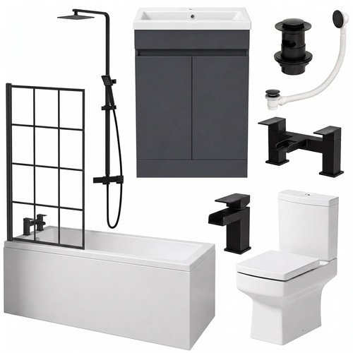 Complete square bathroom - square, suite
