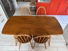 Ercol Plank Table and Four Quacker Dining Chairs Good Condition 4-6 Seater