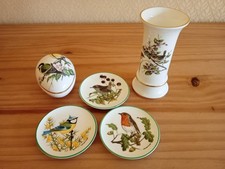 Coalport British Birds Vase/Plates/Egg Trinket Box - 5 Pieces