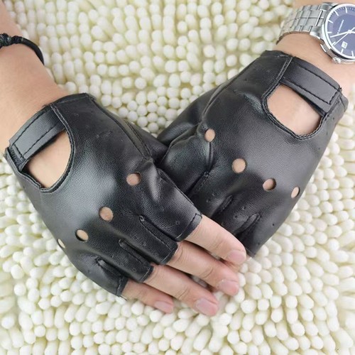 Real leather fingerless gloves - real,