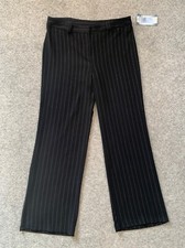 Saloos Collection Pinstripe Trousers Ankle Straight Black UK 14