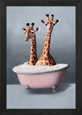 Giraffes in a Tub Framed Wall