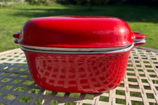 Anchor Vintage Red Enamel Cast Iron lidded pot - Made In Denmark