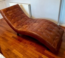Stunning Luxury Brown Leather Chaise Longue Chesterfield Sofa - Halo Collection