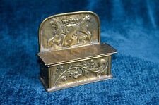 Antique Dutch 19th Century Small Brass Fireplace Candle Box Repousse Hanging