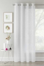 Luxury Rio White Linen Look Textured Voile Eyelet Curtain Panel 3 Drops 55"Wide