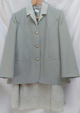 Vintage Ladies Eastex 3 Piece Skirt Suit 12 green Ditsy Print Wedding/Church