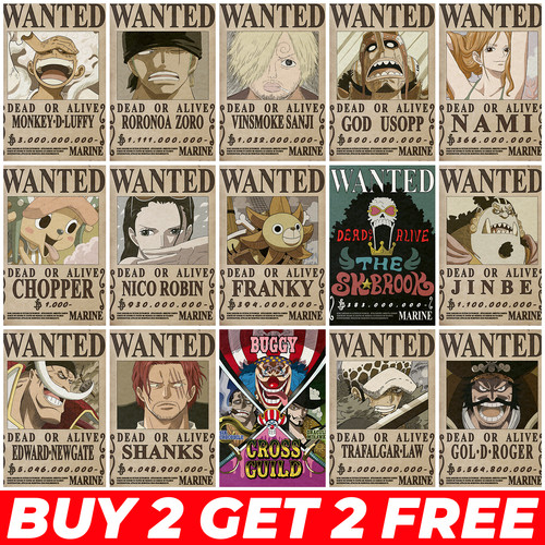 One piece wanted posters straw - one,