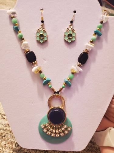 Handmade jewelry set with mint - handmade,
