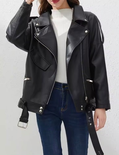 Women black bike - black, leather