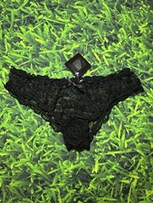 NWT Vintage Y2K Knickers by Cinema Etoile Black Lace Panties Sz S Sheer Ruffle