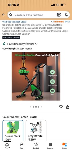 Upgraded folding exercise bike - exercise,