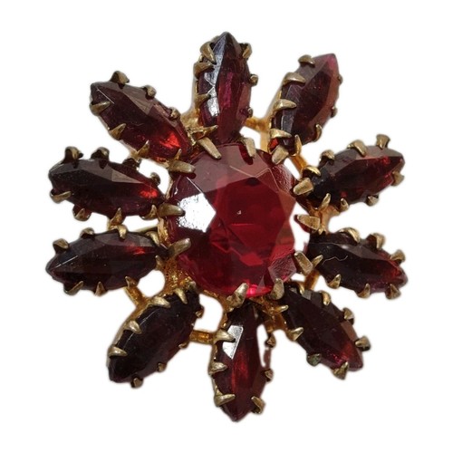 Antique brooch red glass - brooch,