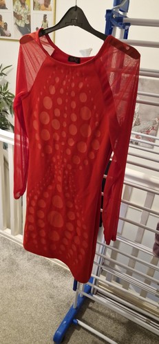 Red evita mini long mesh - red,