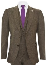 Mens Oak Brown 3 Piece Tweed