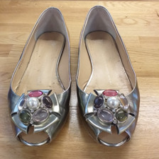 Giuseppe Zanotti Gold open flat shoes size 5/38