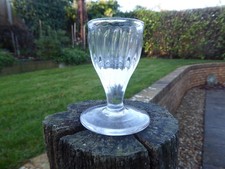 Antique Georgian glass Dram C 1770 heavy moulded flutes firing type foot V.G.C.