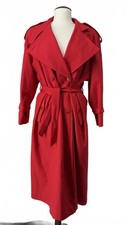 Vintage Classic Red Women's Trench Coat with Belt Size 12