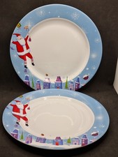 2 Whittard Of Chelsea Dinner Plates 2006 Magic Of Christmas Santa 27cm Rare New