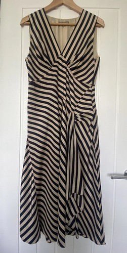 Jigsaw silk dress navy ivory - silk,