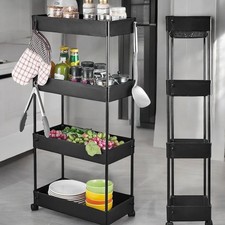 Storage Trolley Black Kitchen