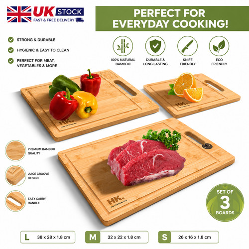 Bamboo chopping board set 3 - bamboo,