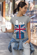 Peanuts Snoopy House UK Official Women's T-Shirt Union Jack Dog House Gift Tee